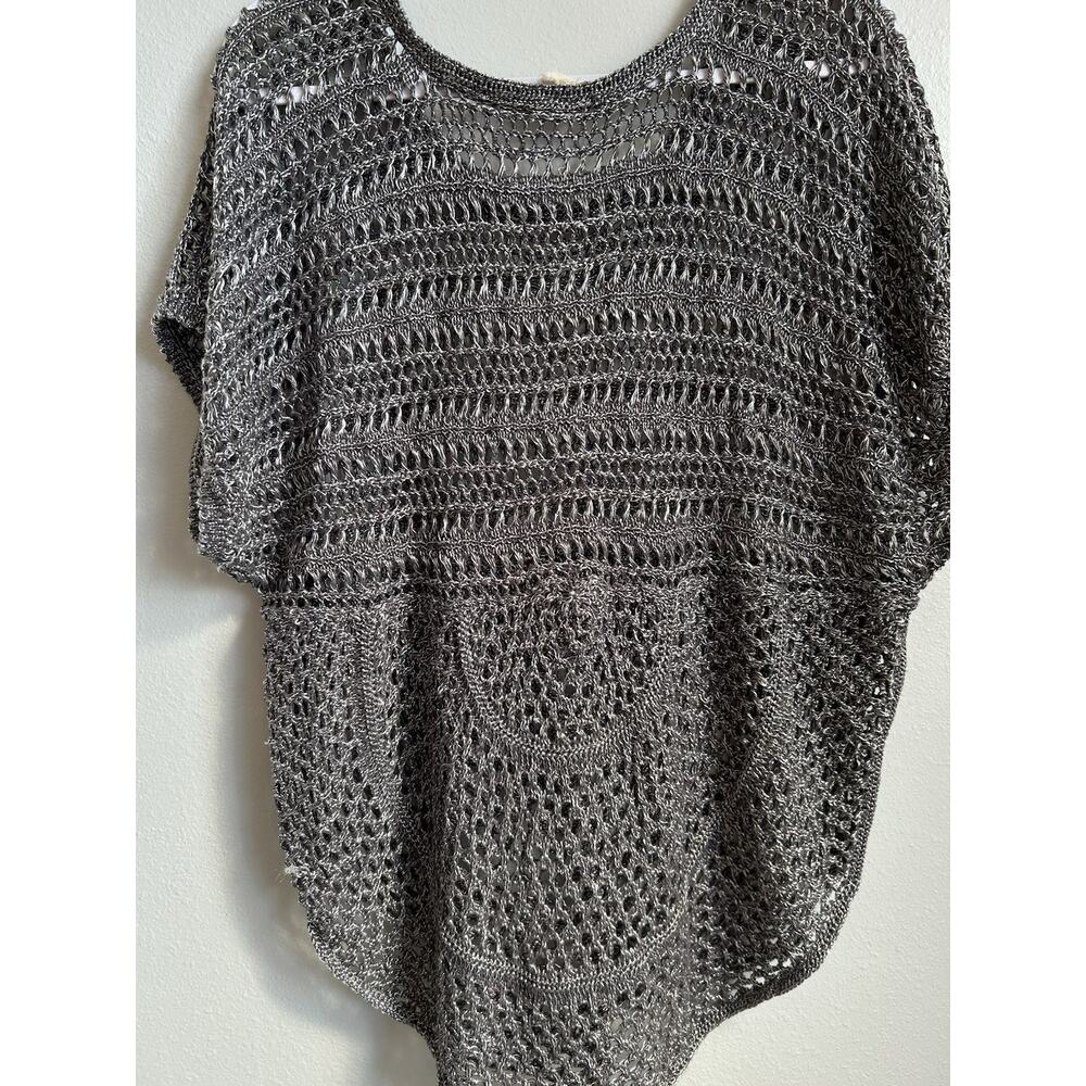 Y2K Sweater Vest MUDD Gray Knit Beachy Short Sleeve Boho Festival Grunge L 90s